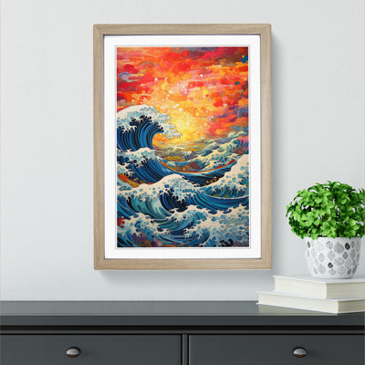 Wave Japanese Orphism Art - Framed Print