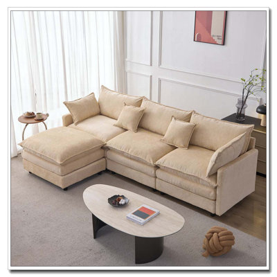 105" Modular Sectional Couch,Upholstered Soft Chenille Fabric Sofa
