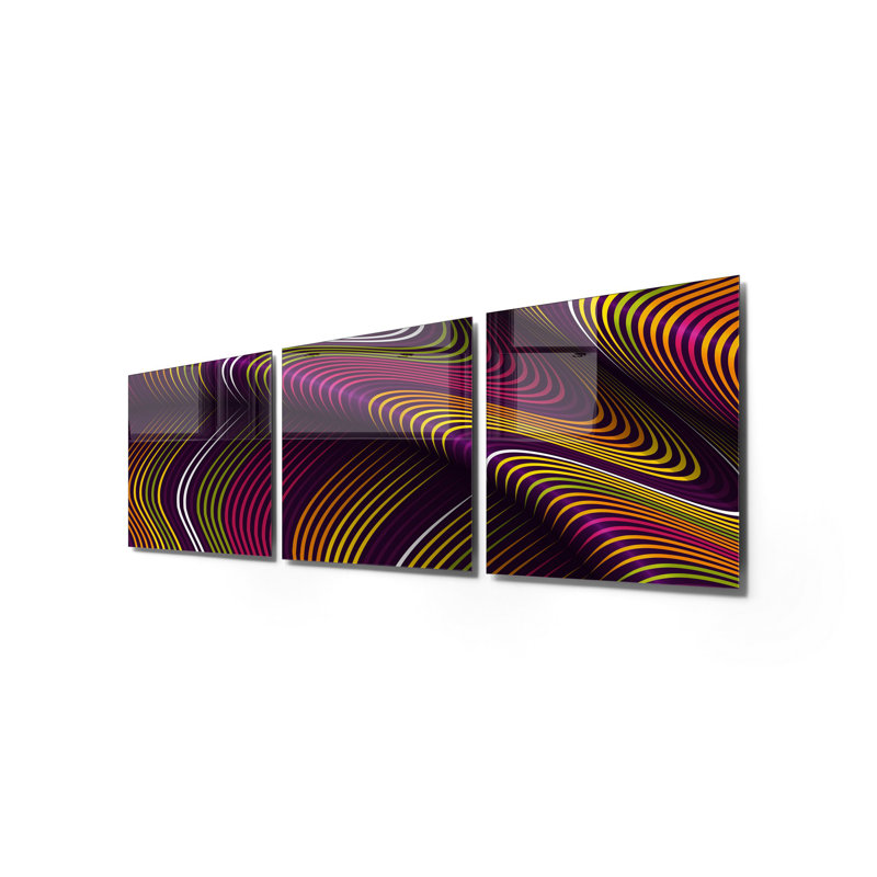 3 Piece No Frame Print on Glass, 60cm H x 60cm W x 0.4cm D