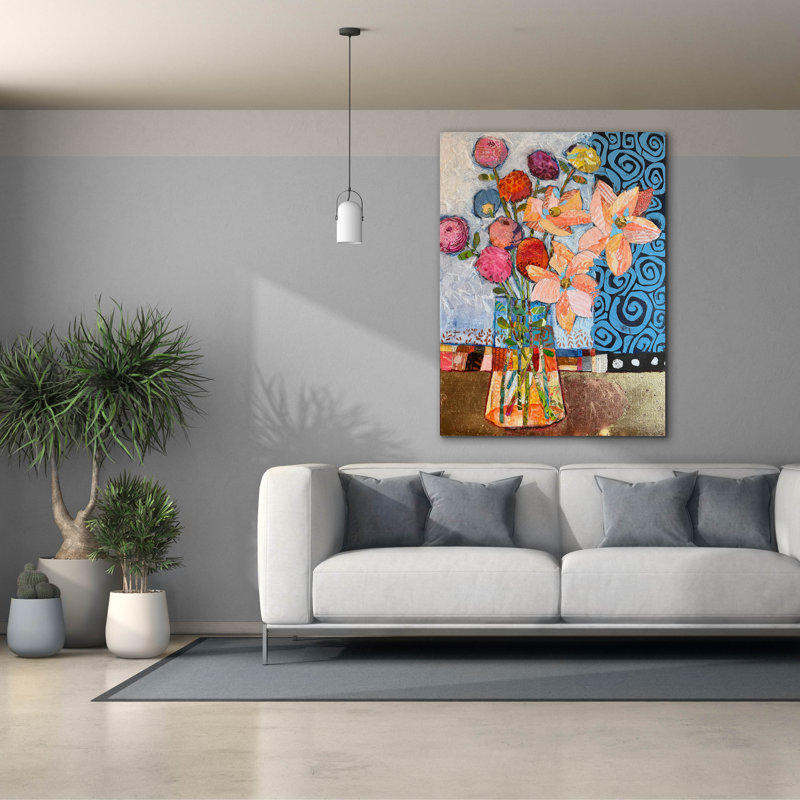 «Spirals And Flowers» par St Hilaire Elizabeth, art mural sur toile, H 54 po x l 40 po