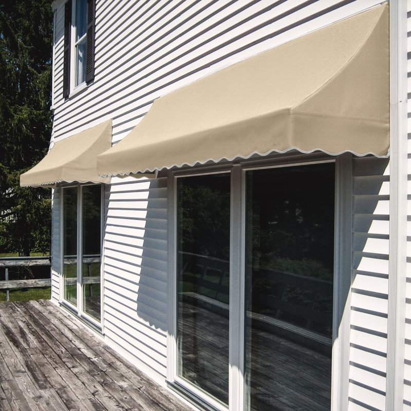 Awntech Nantucket Acrylic Fabric Fixed Awning, Tan, 31" H x 52.5" W x 24" D