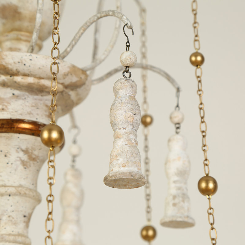 Marcus 6-Light 29"W x 37"H Dimmable Classic/Traditional Chandelier, Gray/Gold