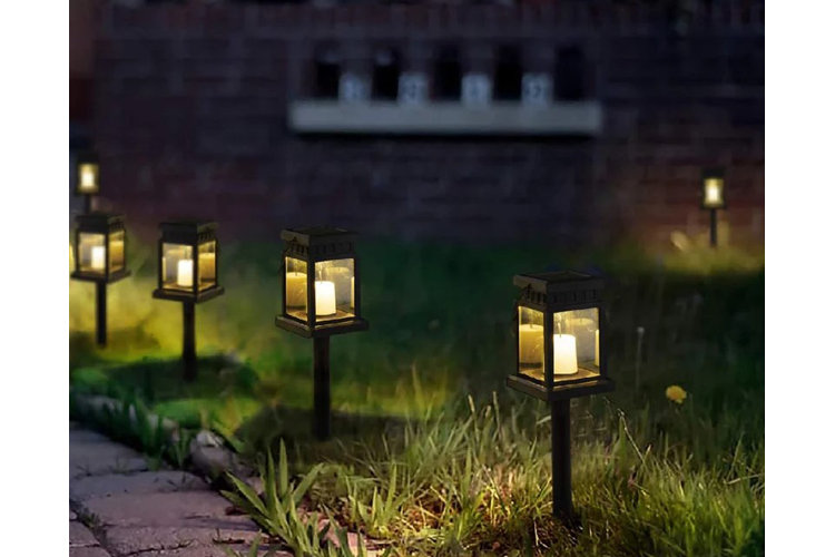 lights along a garden path