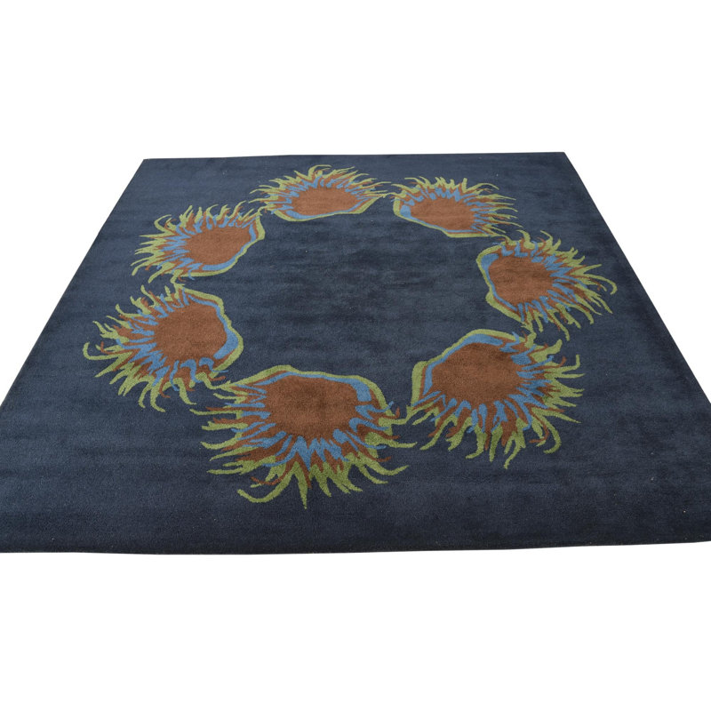 Tapis carré bleu marine Otto