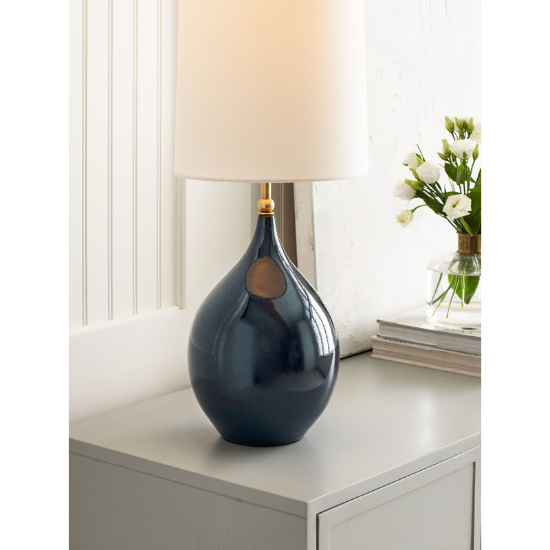 Thomas O'Brien Loren Large Table Lamp, Polar Blue Crackle