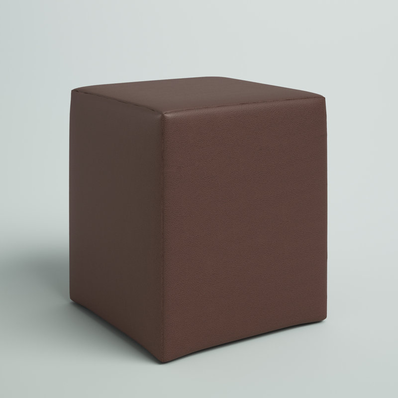 Baille Faux Leather Ottoman, Pecan Faux Leather