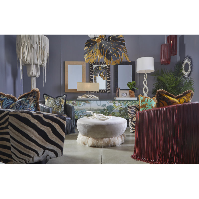 Leather Fringe Chandelier, 98" H x 48" W x 48" D, 7