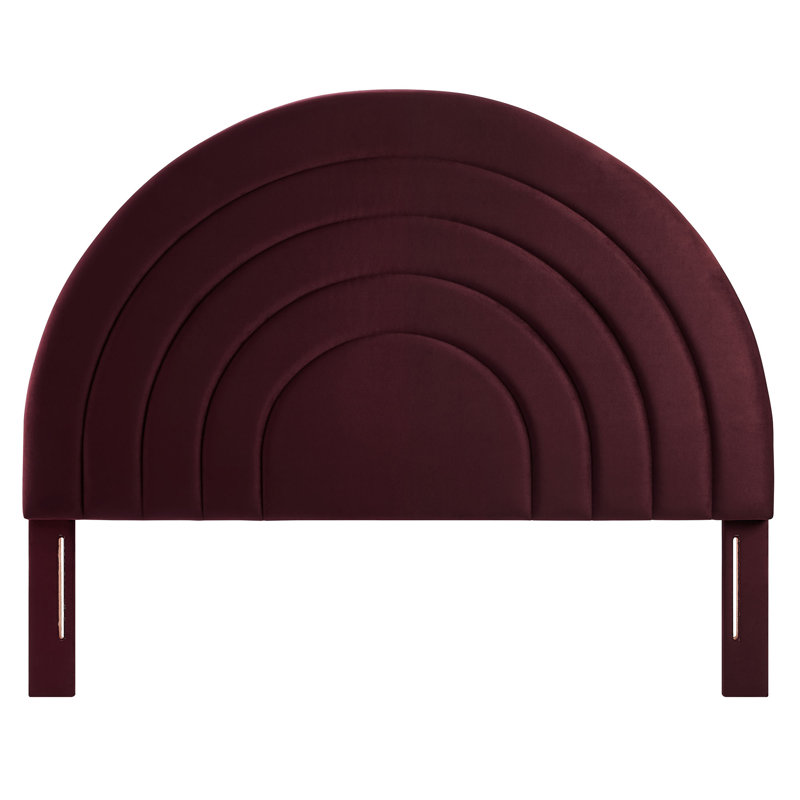 Mulberry Velvet Upholstered Full Headboard with Arched Design