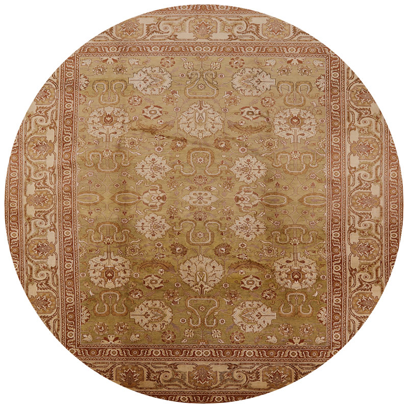 Tapis oriental beige / jaune Mamet, Rond 5 pi