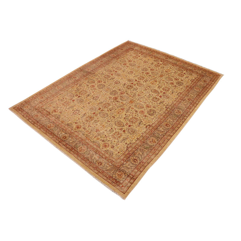 Tapis oriental en laine brun clair / brun clair 9 pi 1 po x 11 pi 10 po Silke