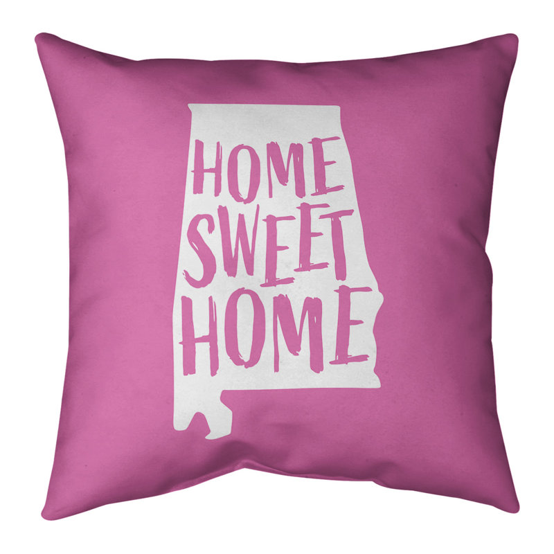 Coussin Home Sweet Alabama, Sergé de coton, Rose, Alabama