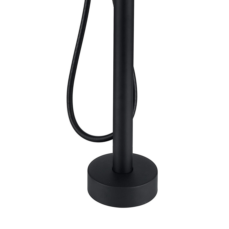 Matte Black Stainless Steel Freestanding Tub Filler with Hand Shower
