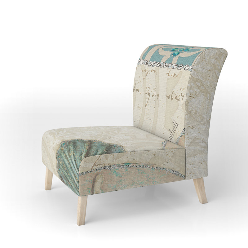 Seastar and Blue Sea Shell II - Nautical & Coastal Upholstered Slipper Chair