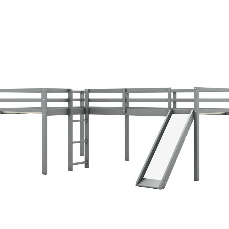 Lit mezzanine en L gris