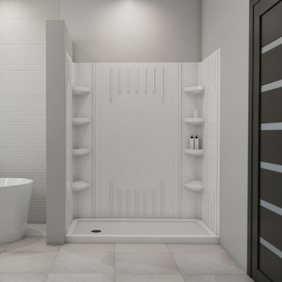 Qwall 60" W x 36" D Framed Rectangle Shower Stall and Base Included