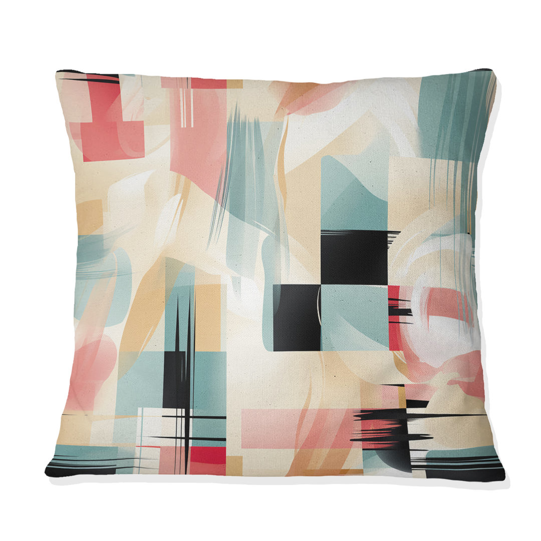 Beige And Light Green Cubic Sophistication - Geometric Printed Throw Pillow Design Art 