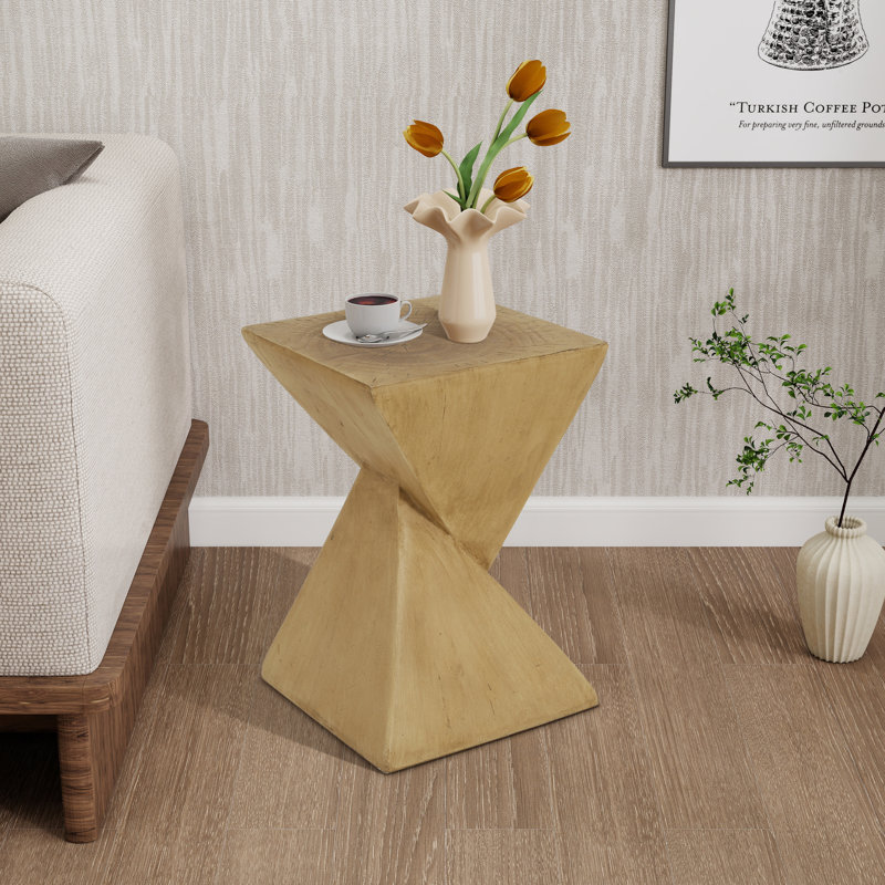 18" H Magnesium Oxide End Table, Light Natural