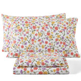 HLC.ME Purple & Red Floral Ditsy Bed Sheets - Wrinkle Resistant & Ultra Soft - Fits Mattresses up to 15 Inches Deep