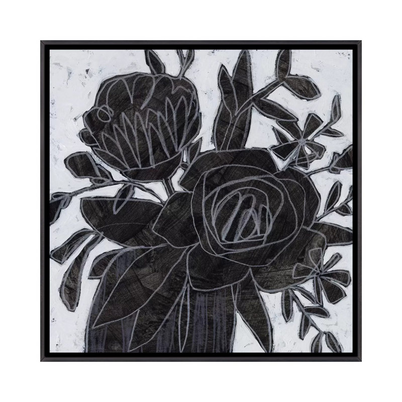Print, H 26 po x l 26 po x P 1,5 po, Pas de tapis, Toile avec cadre noir patiné