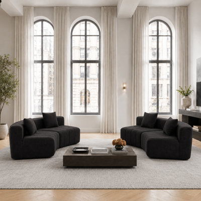 Upholstered 151 " Chenille Curved Sectional