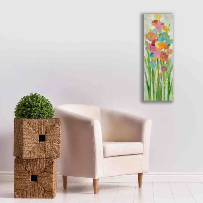«Long Stem Bouquet I» par Silvia Vassileva, art mural sur toile, H 36 po x l 12 po