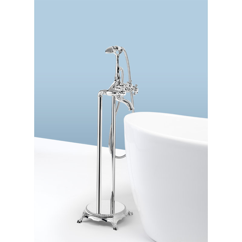 Single Handle Floor Mounted Clawfoot Tub Faucet Trim with Diverter and Handshower