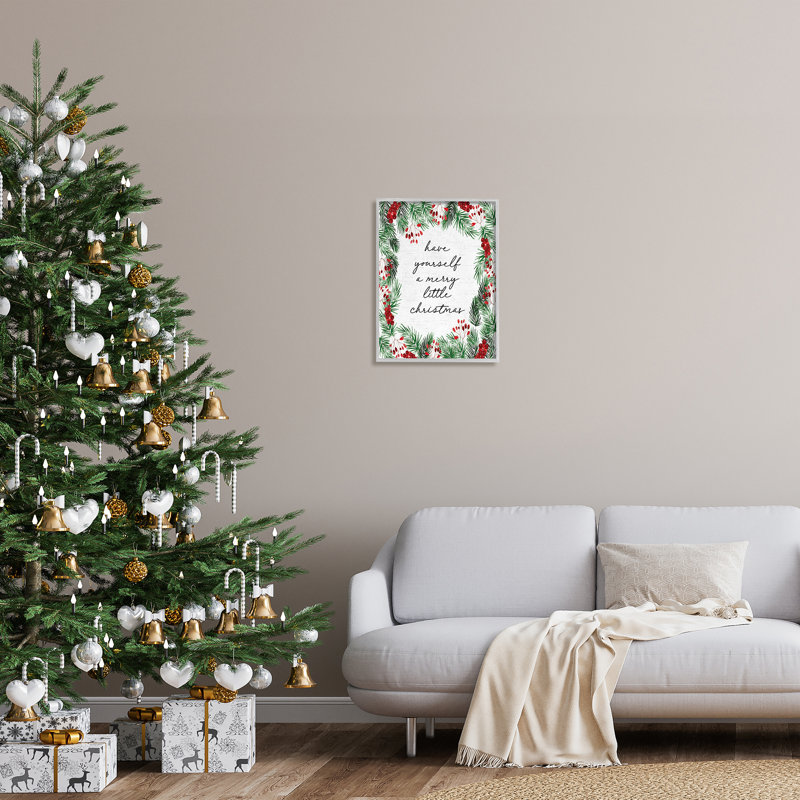 Ba-835 - Merry Little Christmas Script encadré sur bois, H 20 po x l 16 po x P 1,5 po, Estampe numérique Farmhouse