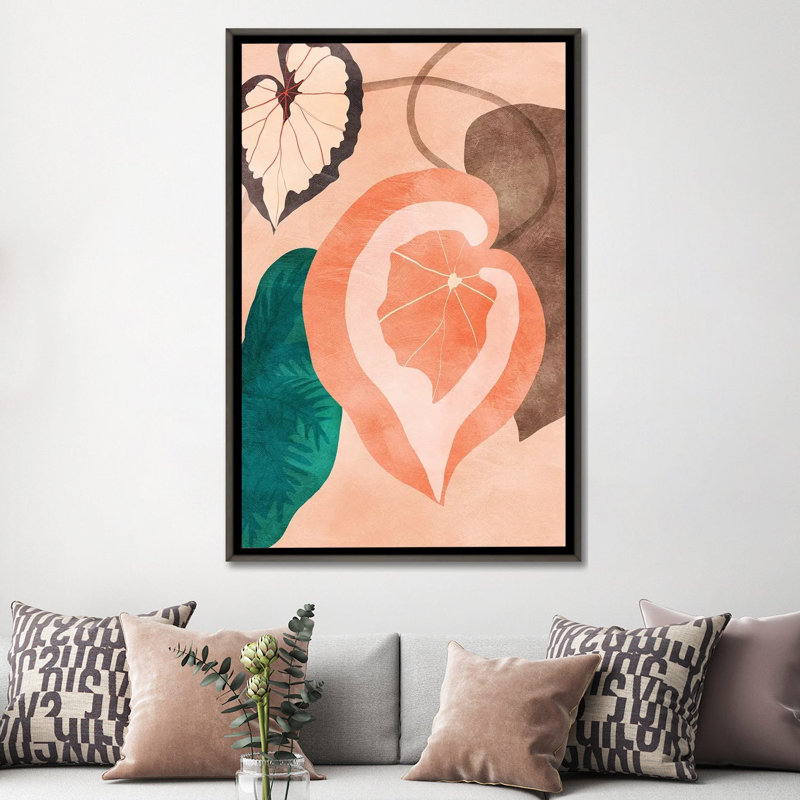 «Tropical Leaves II» par Ana Rut Bré - impression d'art graphique, Aucun mat, H 60 po x l 40po x P 1,5 po