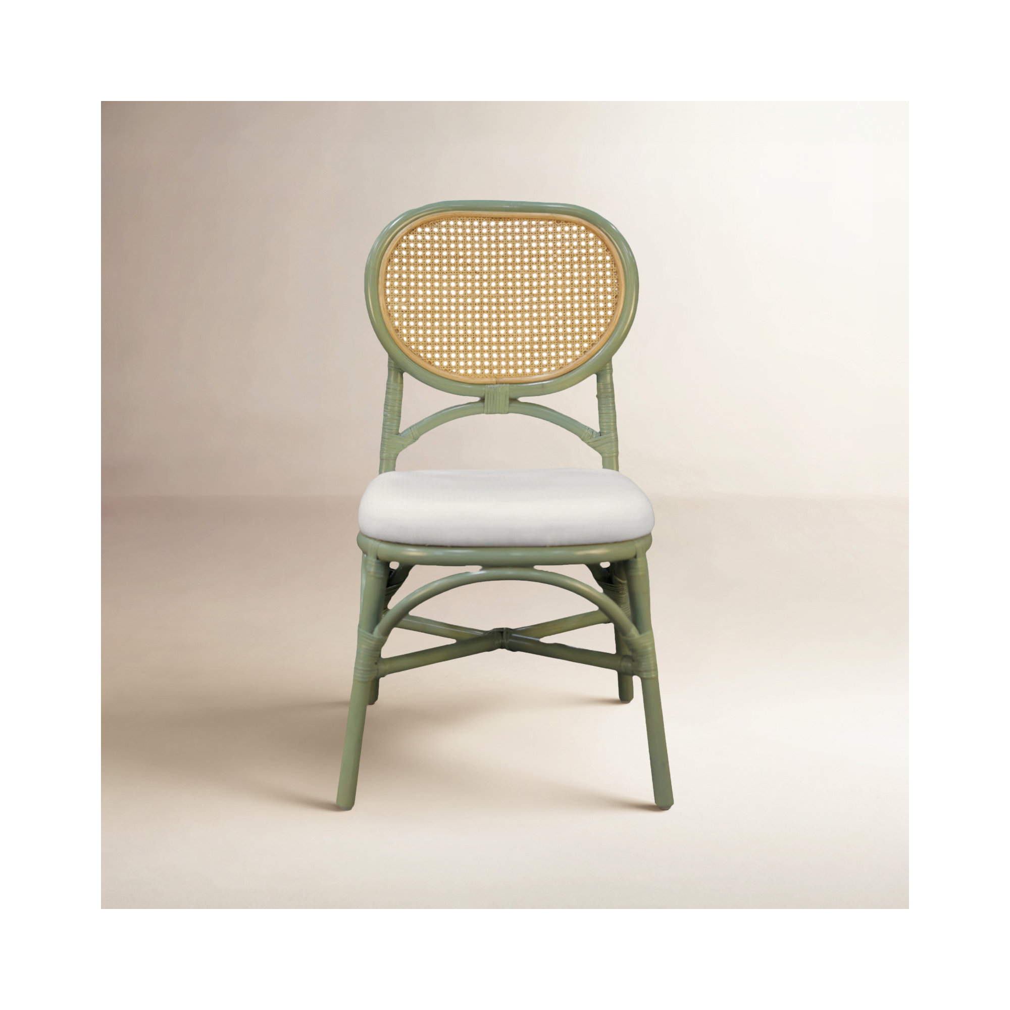 Aileen Rattan Dining Chair, Green