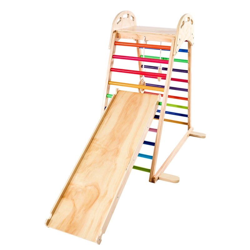 Gymnase intérieur 41, glissade, escalade, anneaux, bois de pin solide et sécuritaire, activité d'apprentissage amusant