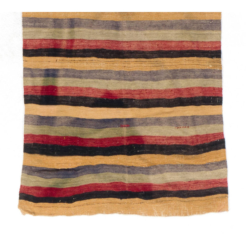 Chemin de table rayé nomade 4 x 12 pi en jaune, noir, rouge, bleu et gris
