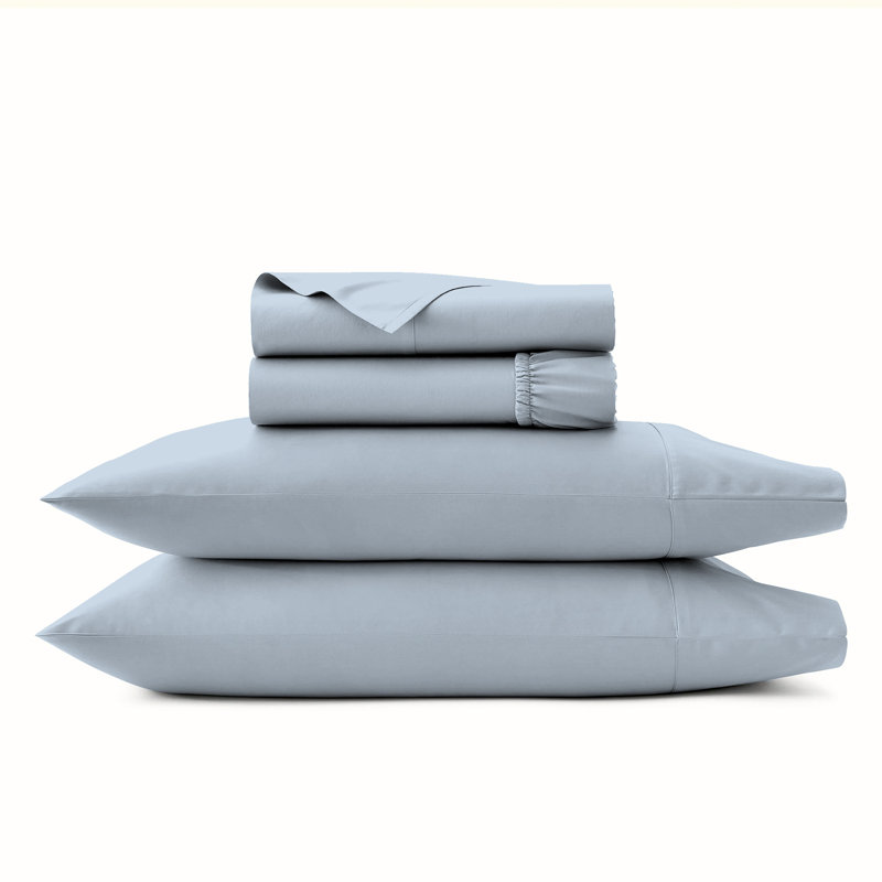 1000TC Ultra-Soft & Silky Luxury Egyptian Cotton Sheet Set, Queen Sheet Case Pack+1 Fitted Sheet+2 Pillowcase, Light Blue