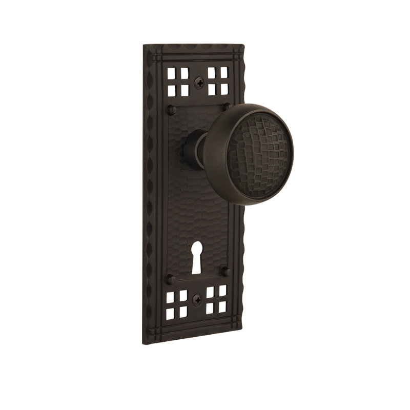Craftsman Interior Mortise Door Knob with Craftsman Long Plate, Oil-Rubbed Bronze