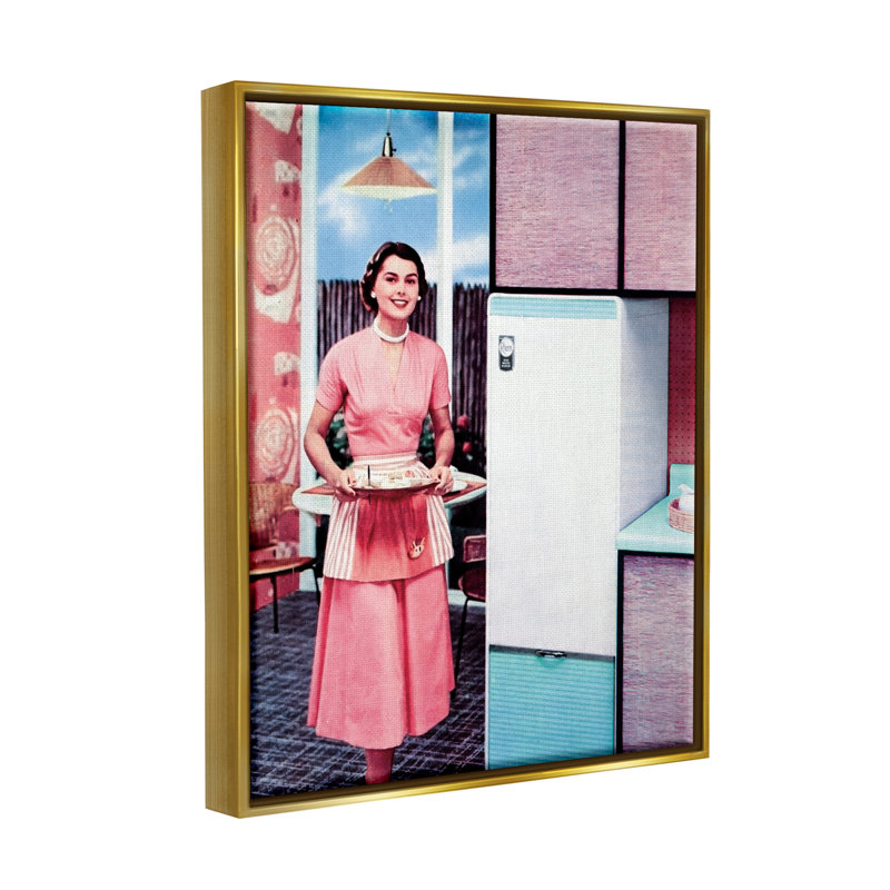 «Retro Kitchen», publicité rétro par Kathy Alper, impression, H 21 po x l 17 po x P 1,7 po, Cadre flottant métallique doré