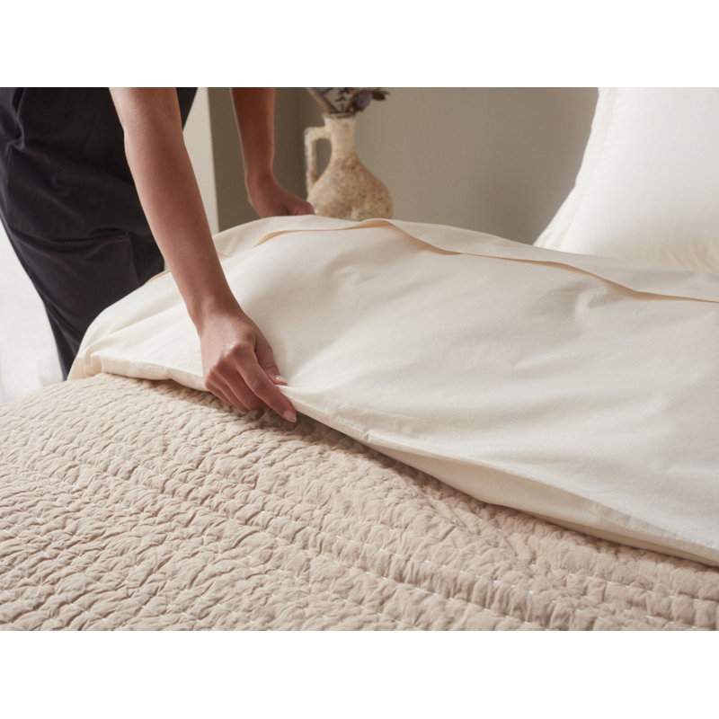 Channel Handstitched Organic Quilt, Hazel Chambray, King Quilt