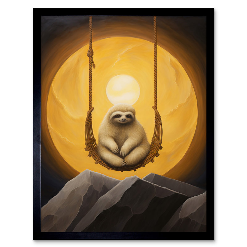 The Lazy Overlord Sloth At Full Moon - Single Picture Frame Print