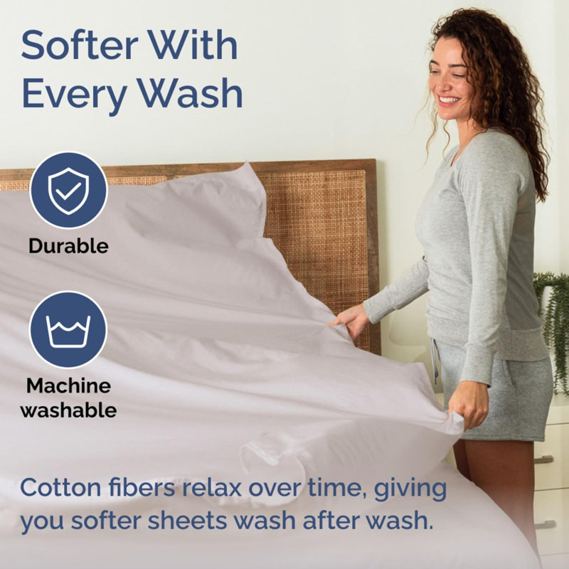 Ensemble de draps en coton 4 pièces à densité de tissage 400 fils 4 pièces, Gris clair