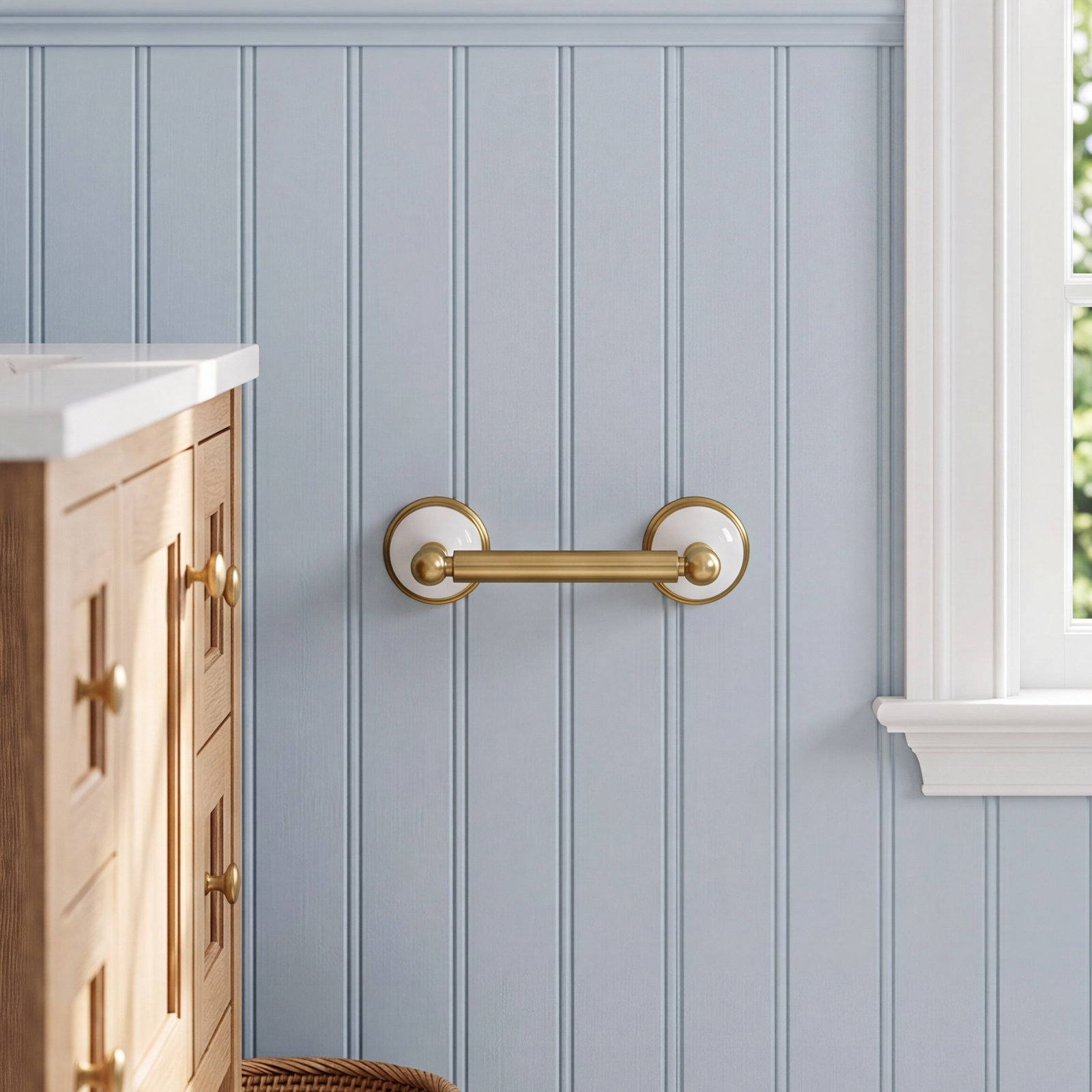 Victorian Wall Mount Toilet Paper Holder, Brushed Brass