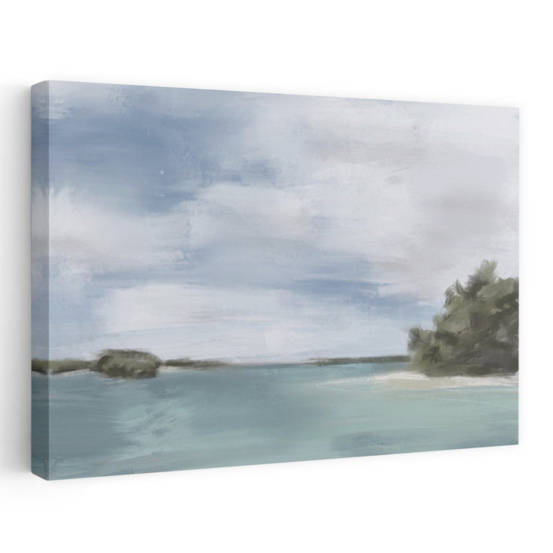 Sylvan Shore, paysage contemporain abstrait océanique, H 24 po x l 36 po