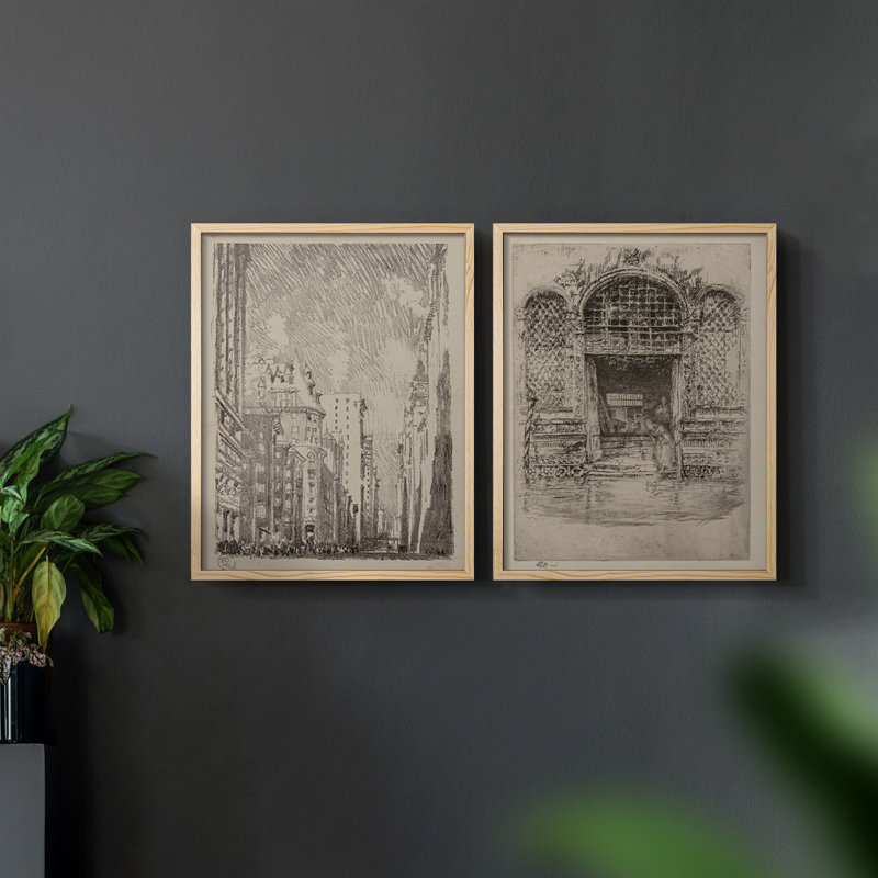 "Croquis rétro", 2 pièces, Naturel, H 10 po x l 16 po