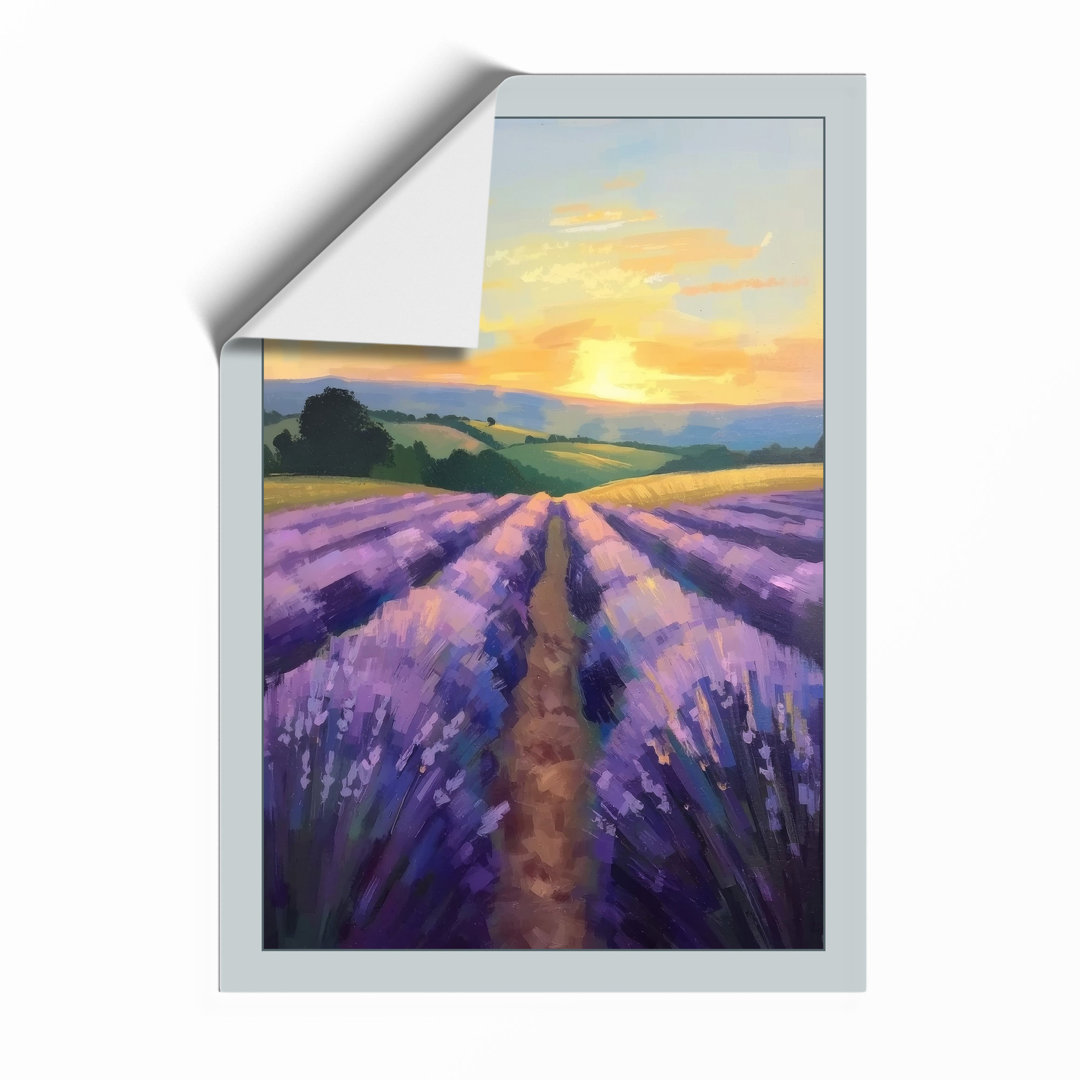 Lavender Fields at Sunset Rustic - Framed Print