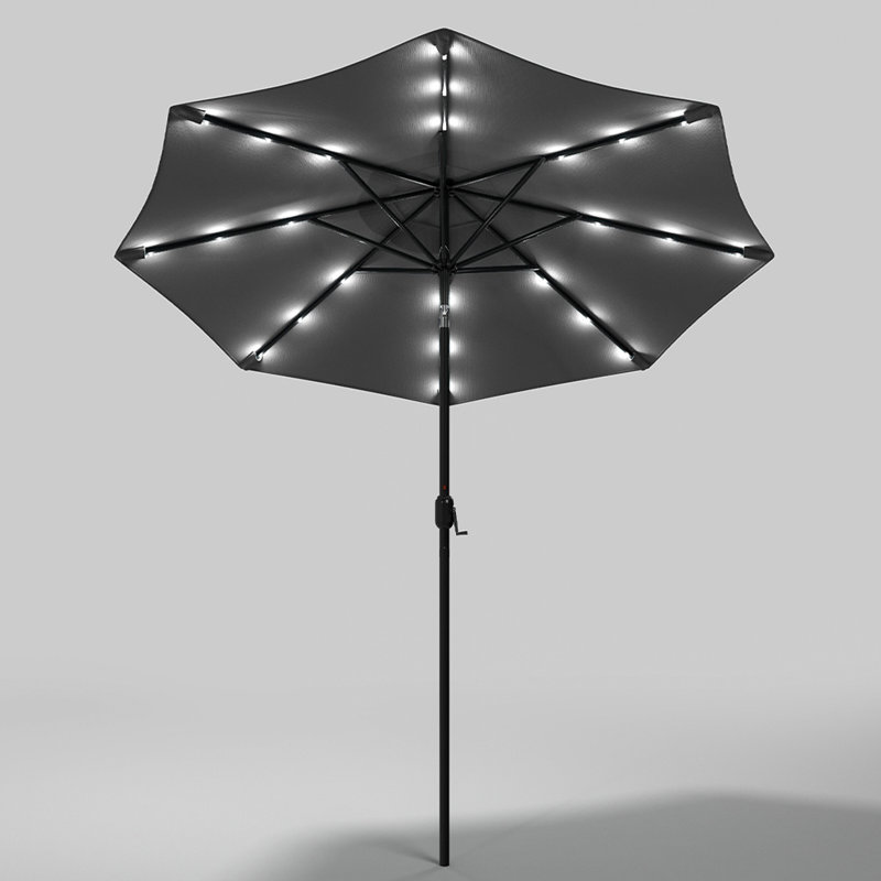 Brailynn Lighted Market Parasol, Dark Grey