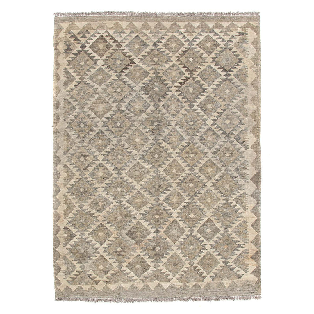 Handgeknüpfter Teppich Orris aus Wolle in Braun/Beige