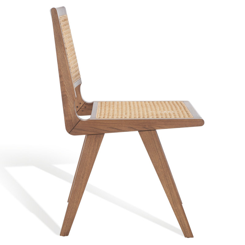 Elegant Coastal Walnut and French Cane Side Chair, 23"x34"