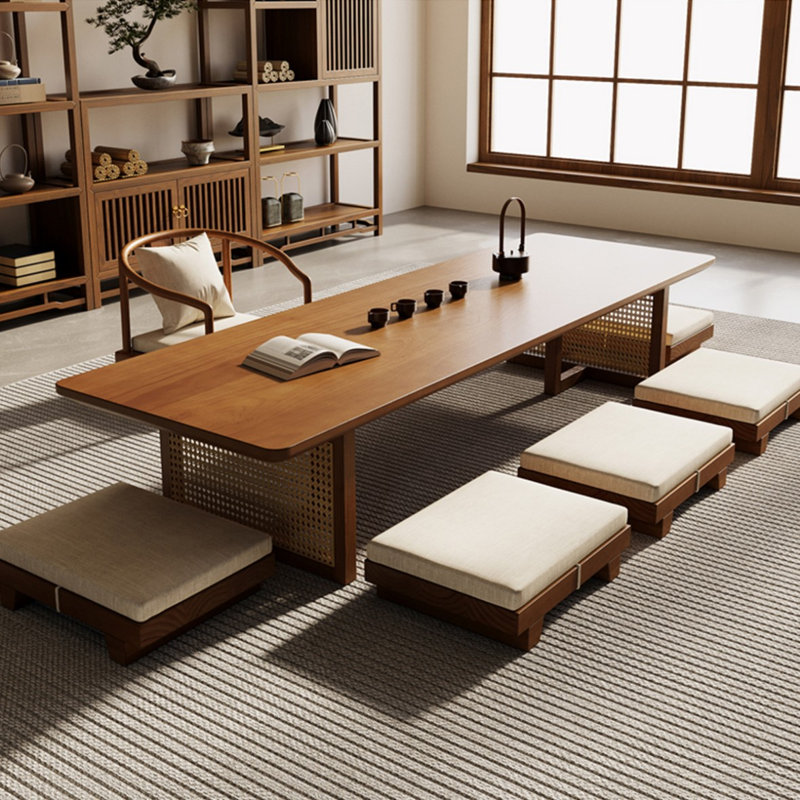 Brown Solid +Wood Rectangular Coffee Table