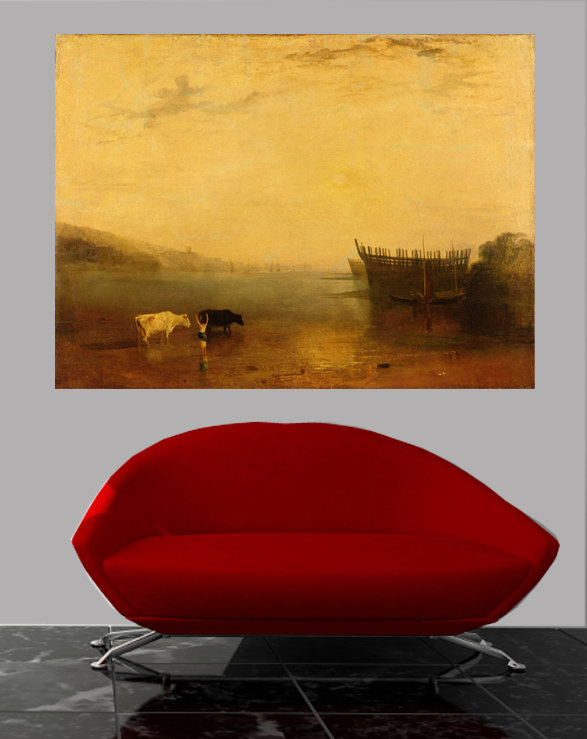 Teignmouth Harbour par J.M.W. Turner - impression d'art graphique, H 44,5 po x l 60 po