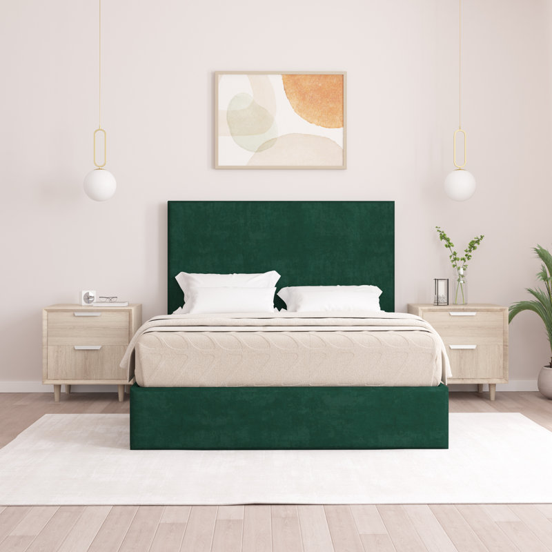 Bibian Upholstered Ottoman Storage Bed, Emerald, Single (3')