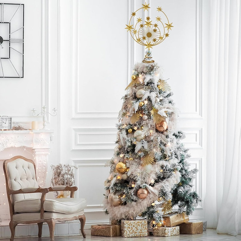 Étoile de Noël en métal doré céleste – Décoration élégante pour sapin de Noël
