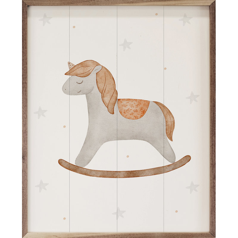 «Boho Watercolor Rocking Horse» par Allure, reproduction d'art sur bois, H 10 po x l 8 po
