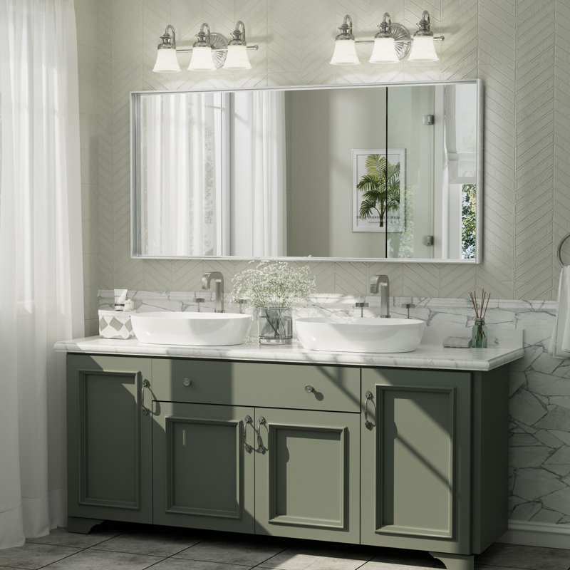 Aevar Tempered Glass and Aluminum Alloy Framed French Cleat Mounted Wall Mirror with 5-Year Warranty, 60" x 28"